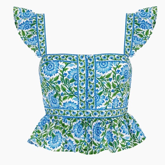 Pink City Prints Tops - NWT Tuckernuck Pink City Prints Peacock Border Freya Top. Small